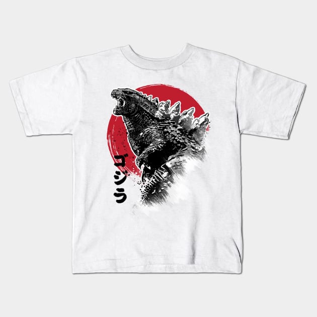 King Gojira Kids T-Shirt by DrMonekers